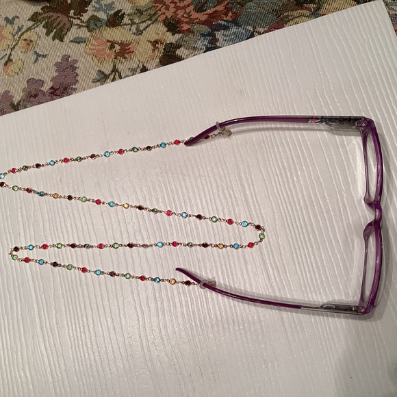 Gold Multicolored Rainbow 🌈Crystal Eyeglass Chain Lanyard - Picture 4 of 4